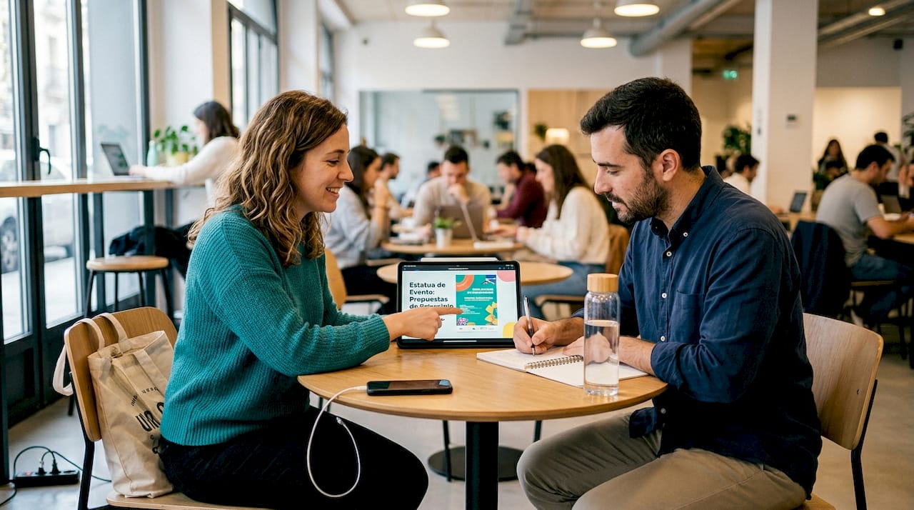 Profesionales de marketing de eventos uniendo esfuerzos para impulsar la promoción de conciertos.